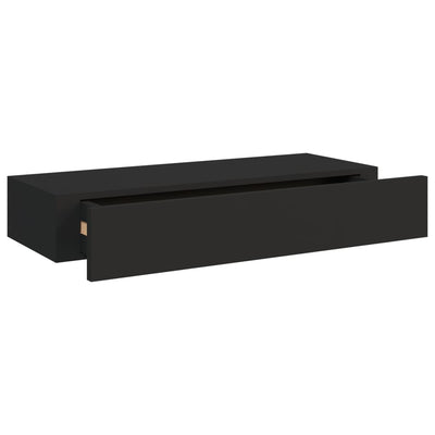 Seinälaatikkohylly musta 60x23,5x10 cm MDF