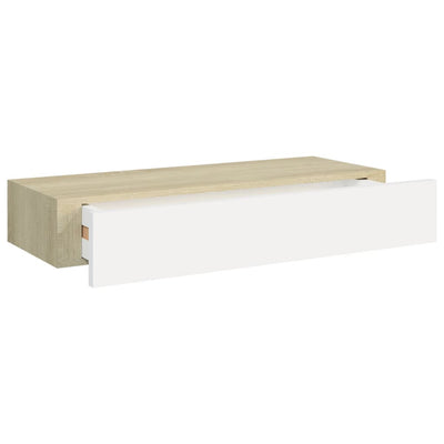 Seinälaatikkohyllyt 2 kpl tammi ja valkoinen 60x23,5x10 cm MDF