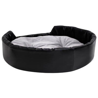 Koiran peti musta ja harmaa 90x79x20 cm plyysi ja keinonahka