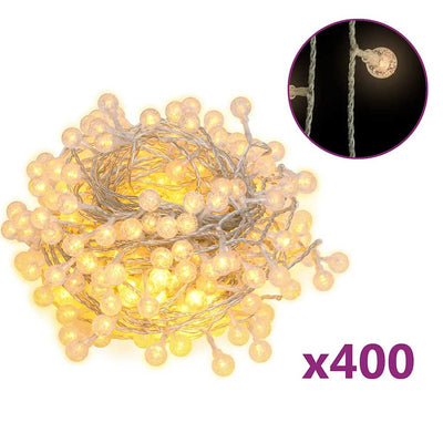 Lämmin valk. keijuvalonauha pallo Finias 40 m (400 led-valoa, 8-toiminen)