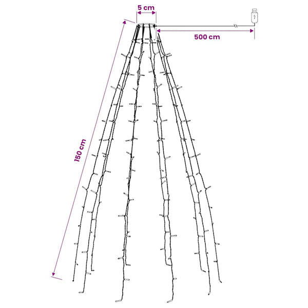 Joulukuusen valoverkko 150 LED-valoa sininen 150 cm
