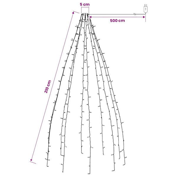 Joulukuusen valoverkko 210 LED-valoa värikäs 210 cm