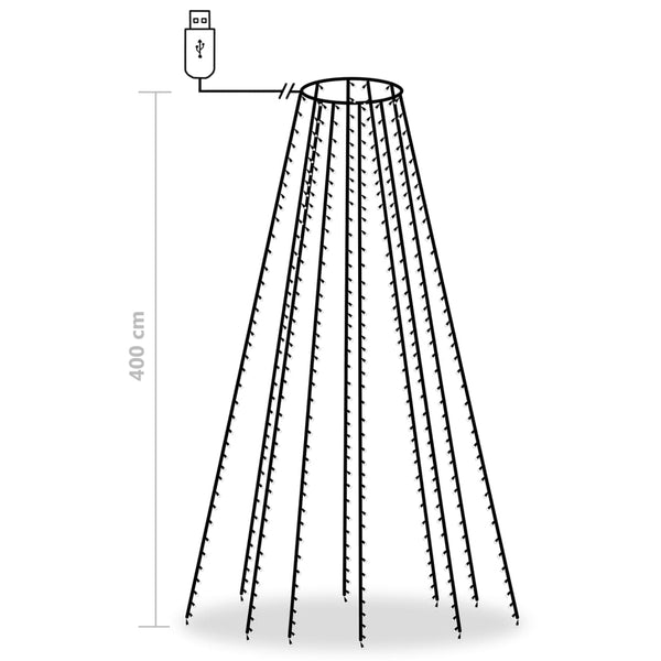 Värikäs joulukuusen valoverkko Emerencia 400cm (400 led-valoa)