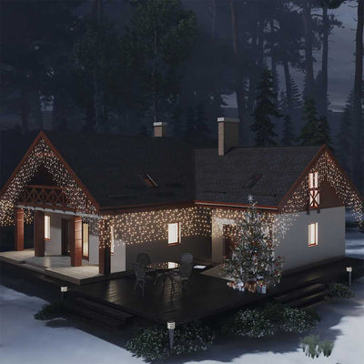 Lämmin valkoinen led-valonauhaverho jääpuikot Caromel 10 m (400 lediä)
