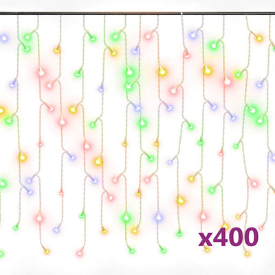 Värikäs led-valonauhaverho jääpuikot Caromel 10 m (400 lediä 8 toimintoa)