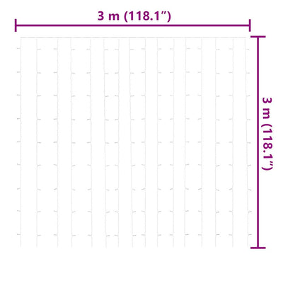 Lämmin valkoinen led-valonauhaverho keijuvalot Ignazio 3x3 m (300 lediä)