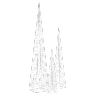 Kylmä valkoinen led-koristevalokartiosarja Muti 60/90/120cm