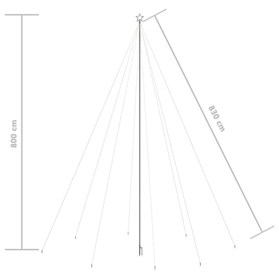 Joulukuusen valot sisä-/ulkokäyttöön 1300 x LED kylmä valk. 8 m