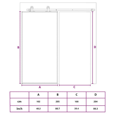 Musta liukuovi esg-lasi ja alumiini Flaitar 102x205cm