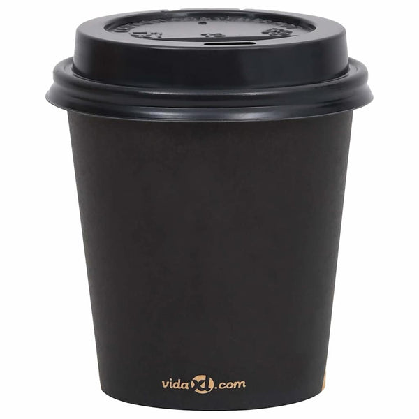 Paperikahvikupit kansilla 200 ml 100 kpl musta