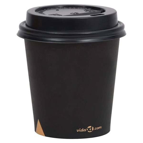 Paperikahvikupit kansilla 200 ml 500 kpl musta