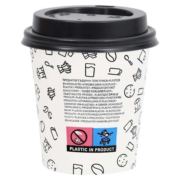 Paperikahvikupit kansilla 200 ml 500 kpl valkoinen ja musta
