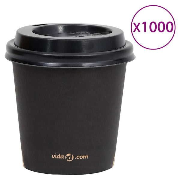 Paperikahvikupit kansilla 120 ml 1000 kpl musta