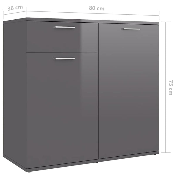 Senkki korkeakiilto harmaa 160x36x75 cm lastulevy