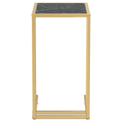 Sivupöytä läppärille musta marmori 50x35x65 cm karkaistu lasi
