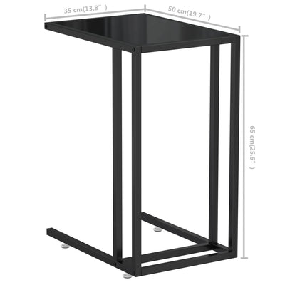 Sivupöytä läppärille musta 50x35x65 cm karkaistu lasi