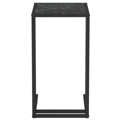 Sivupöytä läppärille musta marmori 50x35x65 cm karkaistu lasi