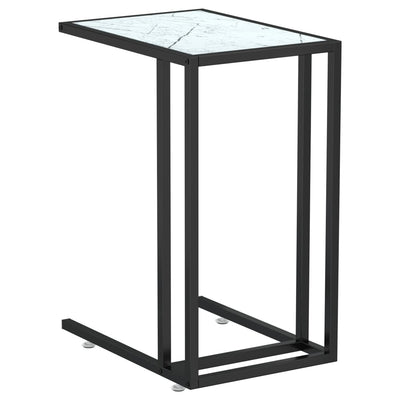 Sivupöytä läppärille valk. marmori 50x35x65 cm karkaistu lasi