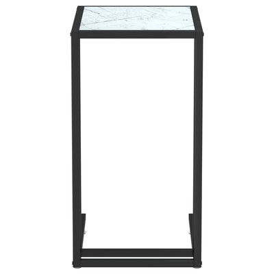 Sivupöytä läppärille valk. marmori 50x35x65 cm karkaistu lasi