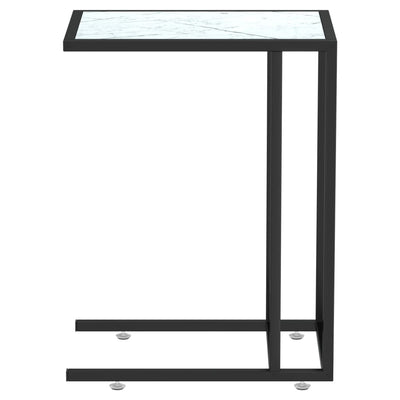 Sivupöytä läppärille valk. marmori 50x35x65 cm karkaistu lasi