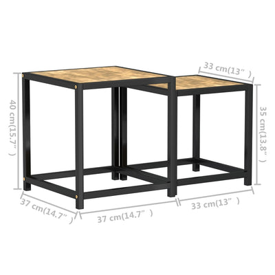 Teepöydät 2 kpl MDF musta ja keltainen