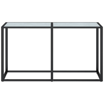 Konsolipöytä valkoinen marmori 140x35x75,5 cm karkaistu lasi