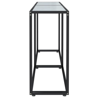 Valkoinen konsolipöytä Ivelarie 140x35x75,5cm (marmori karkaistu lasi)