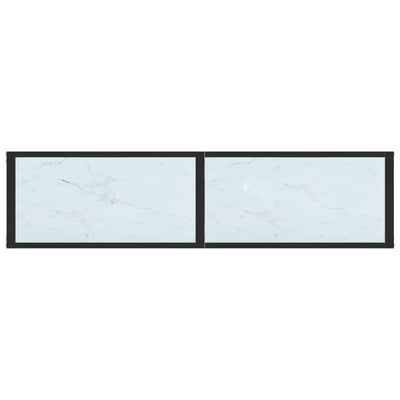 Konsolipöytä valkoinen marmori 140x35x75,5 cm karkaistu lasi