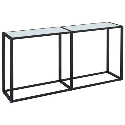 Konsolipöytä valkoinen marmori 160x35x75,5 cm karkaistu lasi