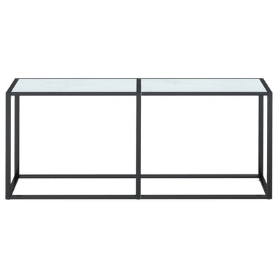 Konsolipöytä valkoinen marmori 180x35x75,5 cm karkaistu lasi