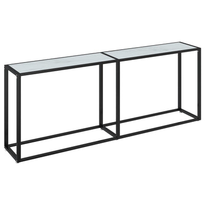 Konsolipöytä valkoinen marmori 200x35x75,5 cm karkaistu lasi