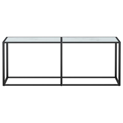 Konsolipöytä valkoinen marmori 200x35x75,5 cm karkaistu lasi