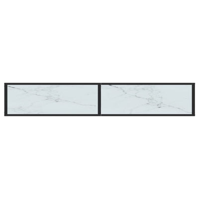 Konsolipöytä valkoinen marmori 200x35x75,5 cm karkaistu lasi