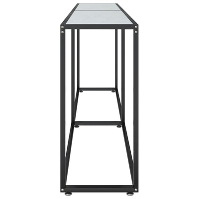 Valkoinen konsolipöytä Ivelarie 220x35x75,5cm (marmori karkaistu lasi)