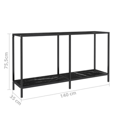 Konsolipöytä musta 140x35x75,5 cm karkaistu lasi
