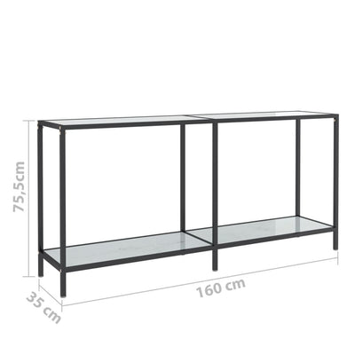 Konsolipöytä valkoinen 160x35x75,5 cm karkaistu lasi