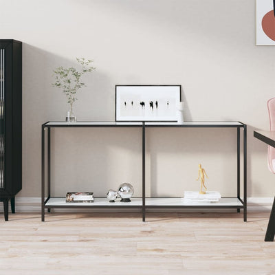 Valkoinen konsolipöytä Jaylin 160x35x75,5cm (karkaistu lasi)