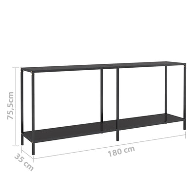 Konsolipöytä musta 180x35x75,5 cm karkaistu lasi