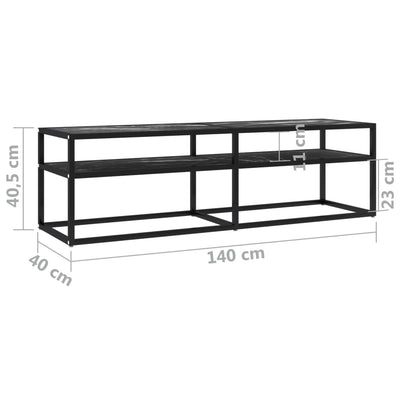TV-taso musta marmori 140x40x40,5 cm karkaistu lasi