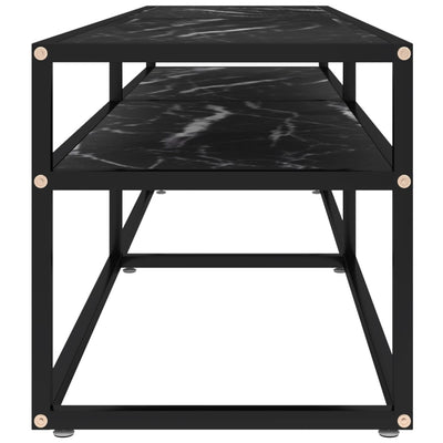 TV-taso musta marmori 160x40x40,5 cm karkaistu lasi