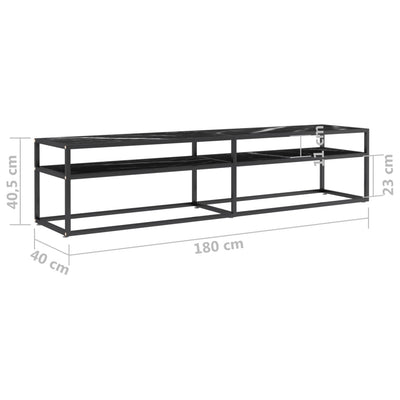 TV-taso musta marmori 180x40x40,5 cm karkaistu lasi