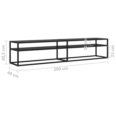 TV-taso musta 200x40x40,5 cm karkaistu lasi