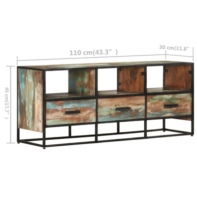 TV-taso 110x30x45 cm kierrätetty täyspuu