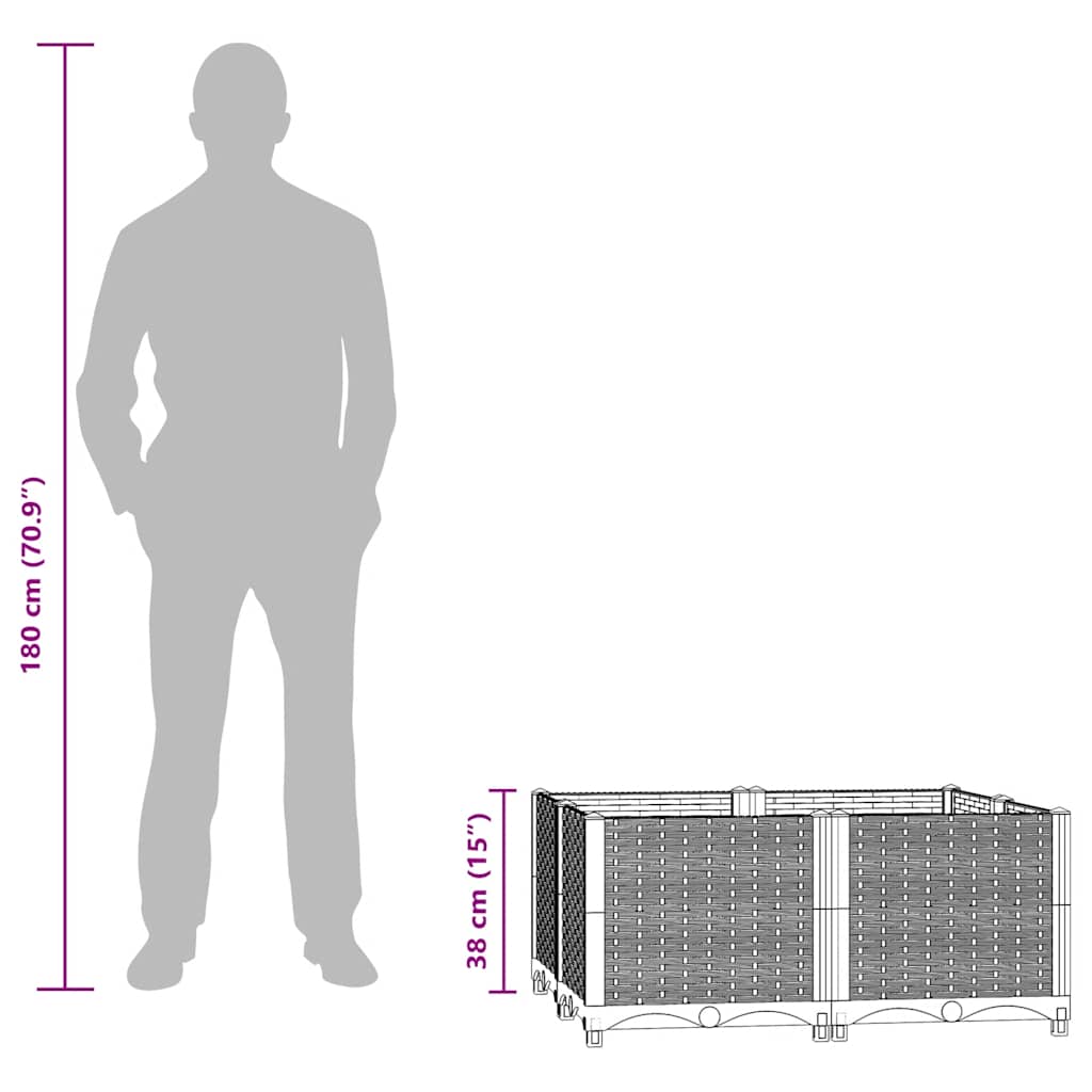 80x80x38cm korotettu kukkalaatikko Abelardo (polypropeeni)