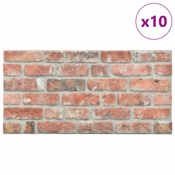 Seinäpaneelit 10 kpl 100 x 50 cm Punainen EPS vaahtomuovi