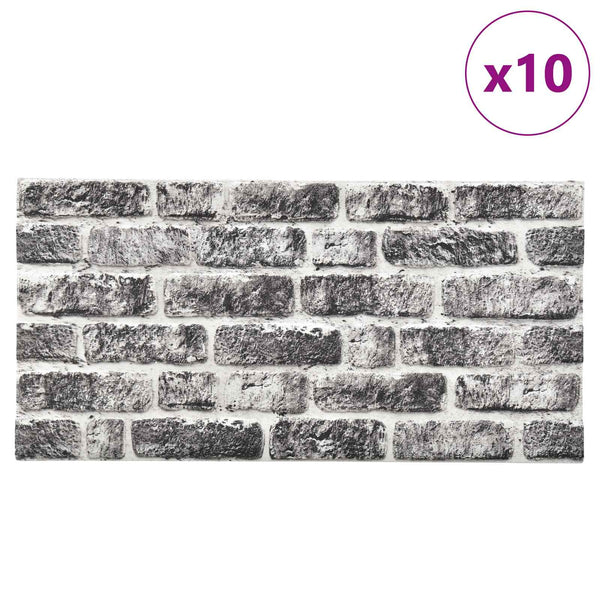 Seinäpaneelit 10 kpl 100 x 50 cm Tumma harmaa ja valkoinen