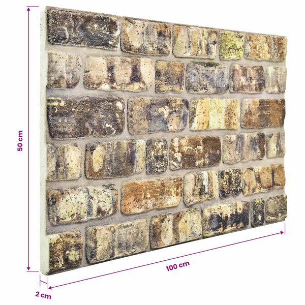 Seinäpaneelit 10 kpl 100 x 50 cm Monivärinen EPS vaahtomuovi