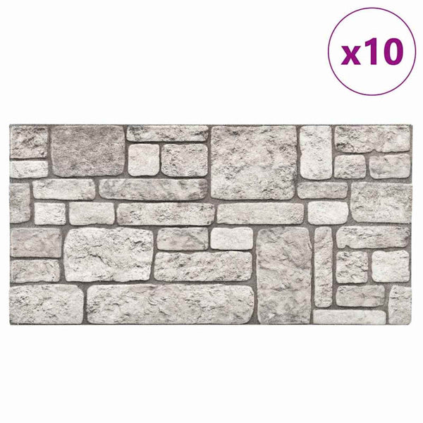 Seinäpaneelit 10 kpl 100 x 50 cm Harmaa EPS vaahtomuovi