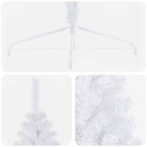 Tekojoulukuusi puolikas palloilla esivalaistu valk. 210 cm PVC