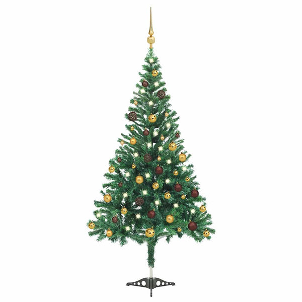 Tekojoulukuusi palloilla esivalaistu 210 cm 910 oksaa